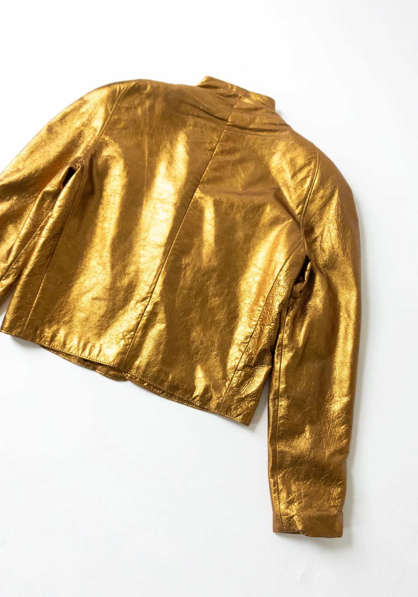 Vintage Metallic Leather Jacket