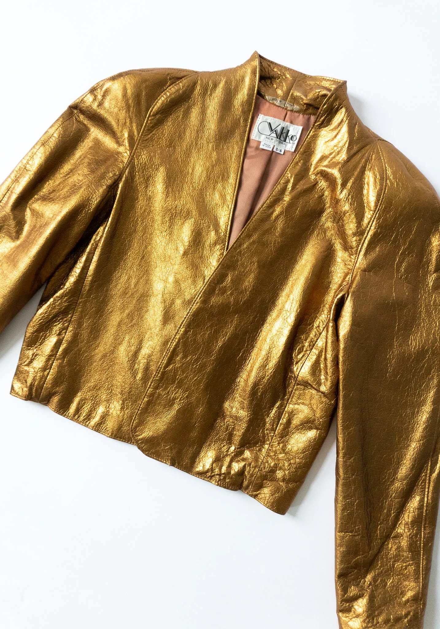 Vintage Metallic Leather Jacket