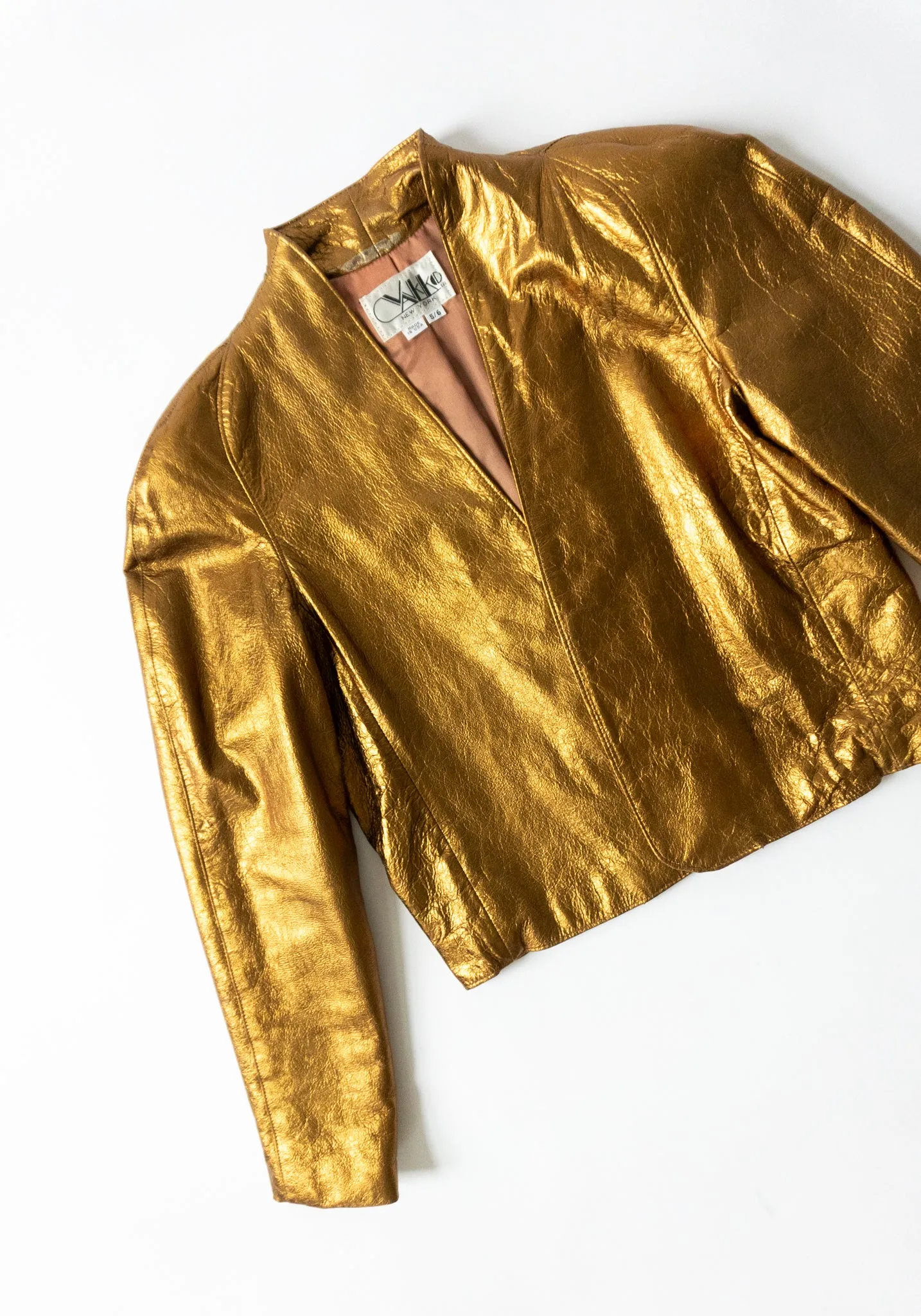 Vintage Metallic Leather Jacket