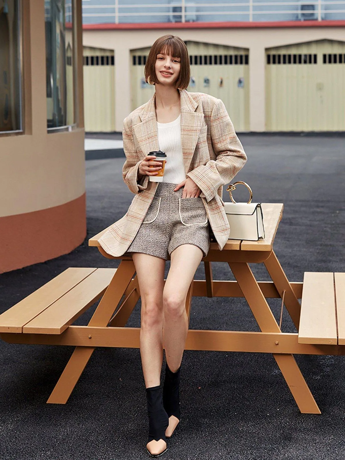 Women Wool Blazer Coat,Plaid Woolen Suit,Wool Blend Coat,Winter Wool Coat,Wool Walker Coat,Utility Long Blazer,Fall Coat For Women Outerwear