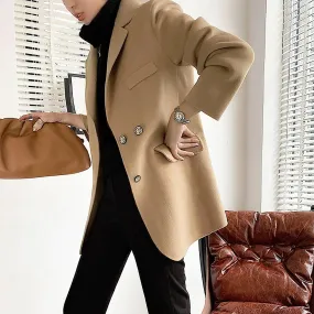 Women Wool Coat,Camel wool Suit Coat,Black Wool Blazer,Warm Coat,Thicken Wool Blazer Coat,Autumn Winter Woolen Suit,Oversize Blazer Suits