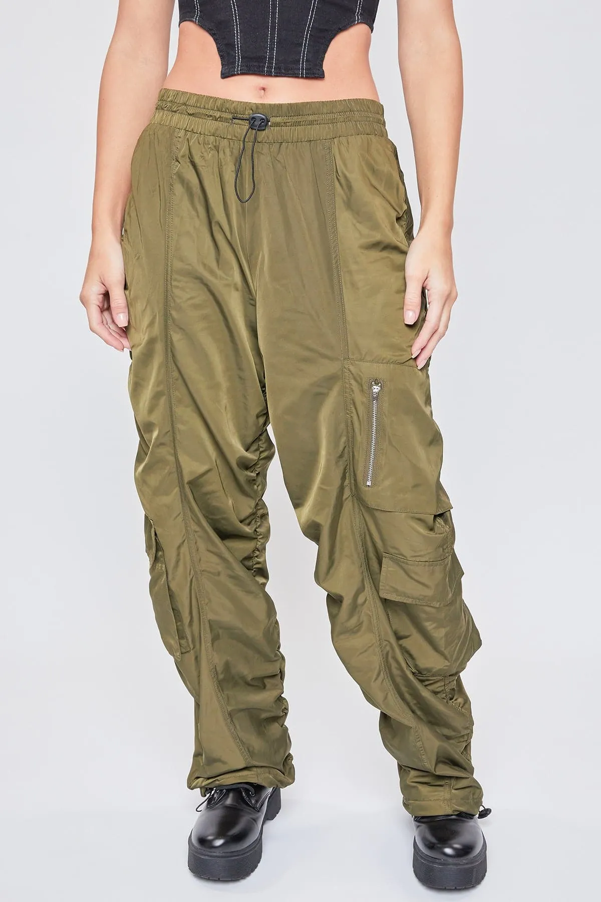 Women's  Rouched Nylon Cargo Joggers