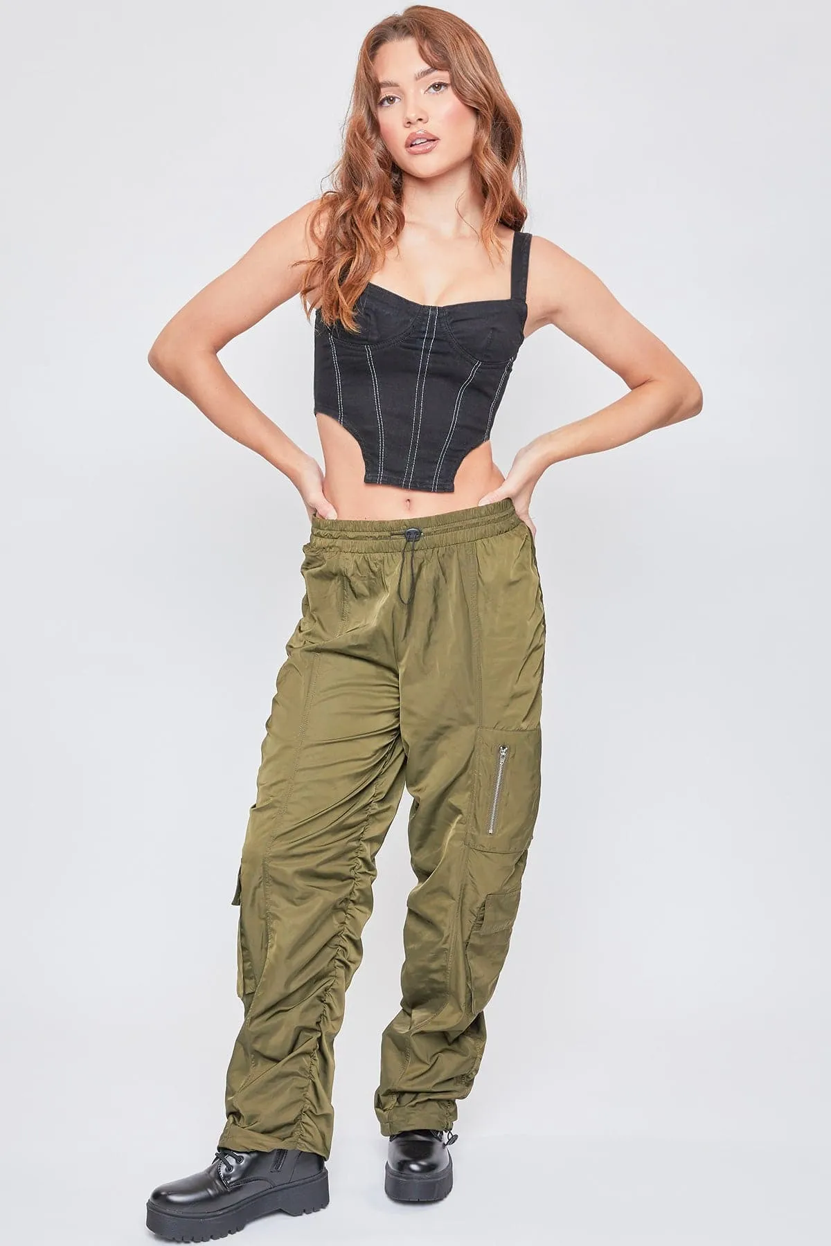 Women's  Rouched Nylon Cargo Joggers